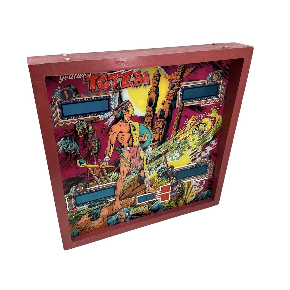 1979 Gottlieb Totem Pinball Machine Game Backglass In Original Frame