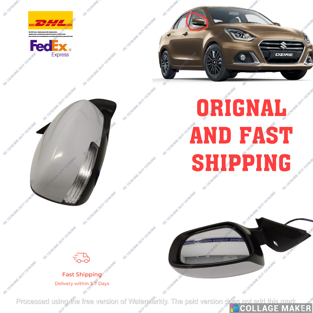 Side Wing Mirror Rh Fit For Suzuki Swift Dezire 2018-2023 Model 