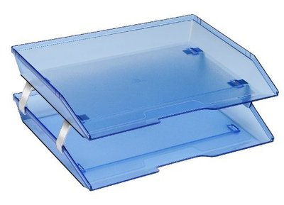 Acrimet Facility 2 Tiers Double Letter Tray (Clear Blue Color)