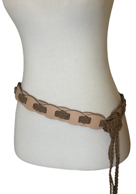 Womens Belt Large Brown Reversible Braided Vegan Leather  display picture 1