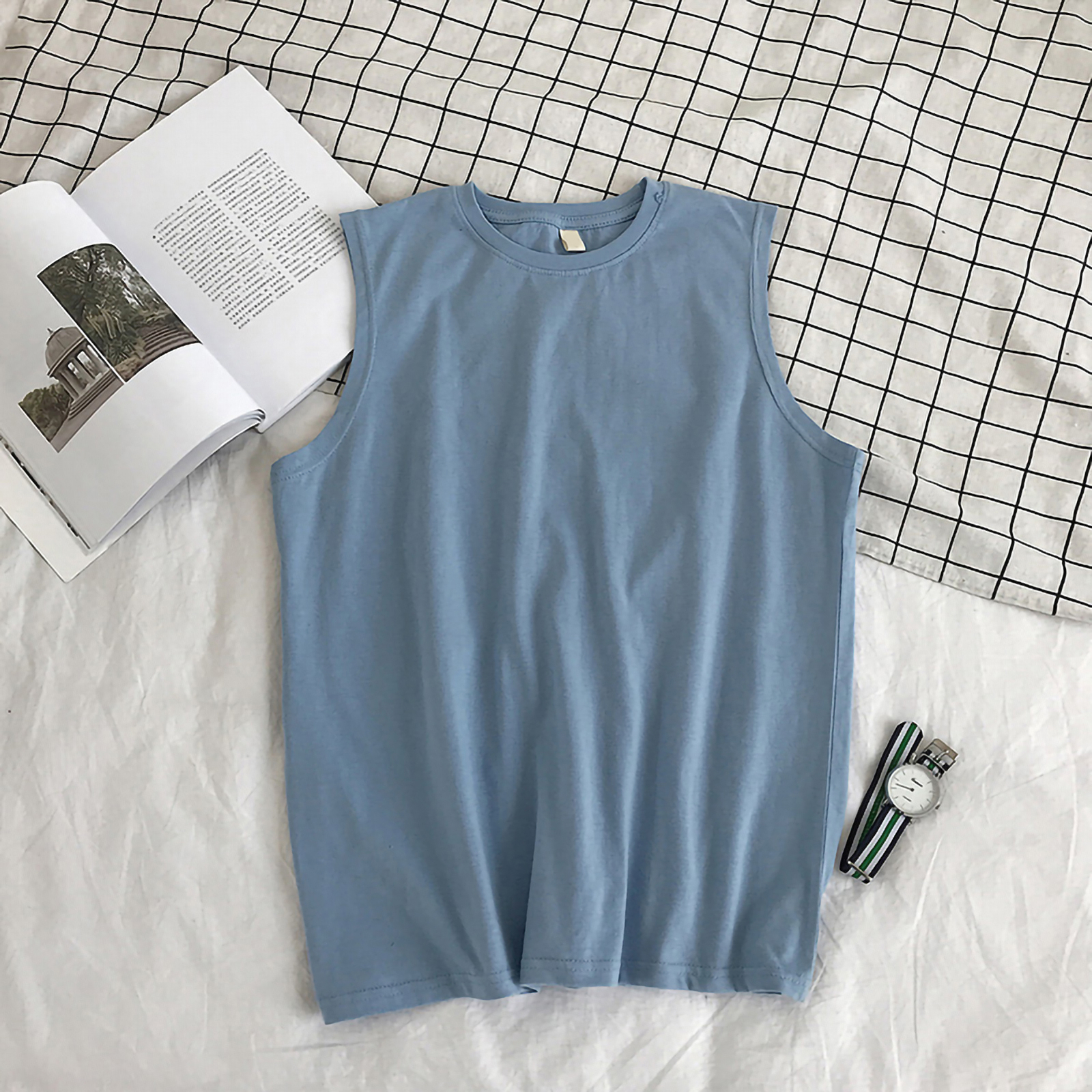 Men's Workout Tank Top Sleeveless Pure Color Muscle Shirts For