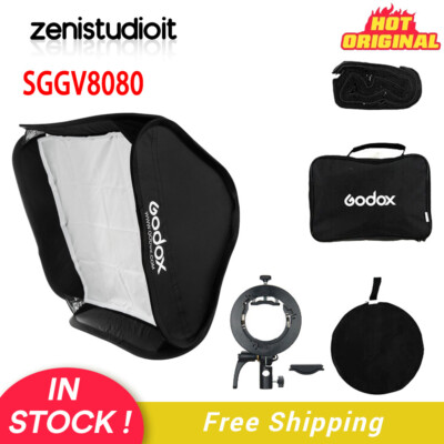 US Godox 80X80cm Foldable Flash Lighting Softbox+S2 Bowens Bracket With Grid Set
