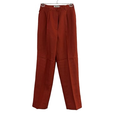 Ann Gerlin Womens Linen Pants Trousers 6 Rust Lined Hi Waist Elastic Inset New
