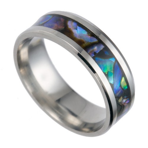 Titanium Steel Fashion Abalone Shell Ring - Picture 2 of 2