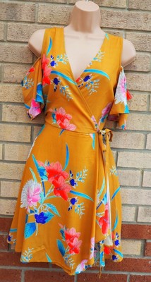 cold shoulder wrap skater dress