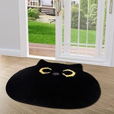 Black Cat Bathroom Rug Non Slip Absorbent Bath Mat Soft Quick Dry 31x28 Inch
