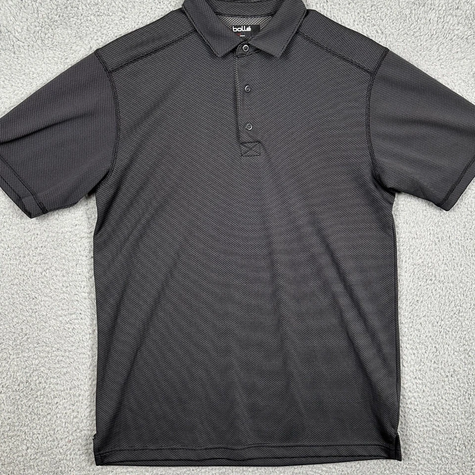 Camisa Polo de Golf Bolle Para Hombres Mediana Negra Manga Corta Rugby Botón a Presión Atlética Foto 2 de 4