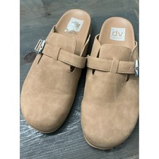 DV Dolce Vita Harlan Buckle Clogs Mules Tan Suede Slip-On Size 8