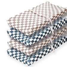 4 Pack Checkered Changing Pad Covers Neutral Breathable Fitted Baby Sheets Nu...
