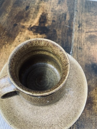 Vintage Stoneware Mugs Cups Saucers  Brown - Picture 6 of 17