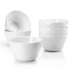 Set of 6 Porcelain Bouillon Cups White High-Grade Durable Professional 6.0 Count