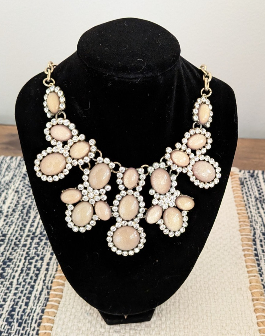 Dramatic Cream & Gold Statement Bib Necklace | Bo… - image 1