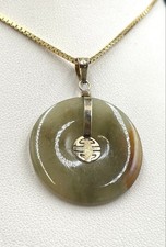 13.98K Tested, Marked 14K Asian Style jade Pendant