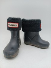 Hunter Kids Black Wellington Boots Fleece Lined UK Size 4 Unisex