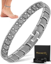MagnetRX MAT001S Ultra Strength Titanium Magnetic Anklet for Men Silver