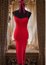 Cider Brand Red Sweater spaghetti Strap Dress Size S With Free Gift .