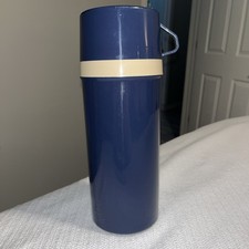 Vintage Aladdin Thermal Bottle 1liter Navy Blue Made in USA very Clean