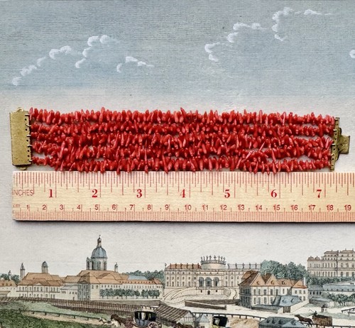 Antique Pinchbeck Gilt Red Coral Bead Bracelet Late Georgian-Early Victorian 39g - Picture 8 of 15