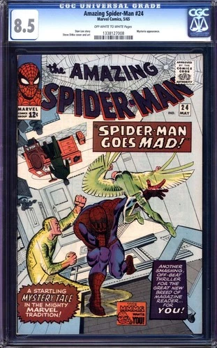 AMAZING SPIDER-MAN #24 CGC 8.5 OW/WH PAGES // MYSTERIO APPEARANCE MARVEL 1965