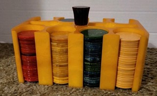 Yellow Bakelite Poker Chip Caddy