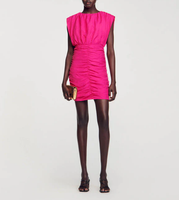 Sandro Damen Kleid Pink ÄRmellos Drapiert Mini Gr. 40 L SFPRO02870