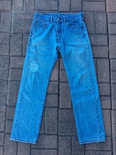Levis 505 Regular Fit 32x32 Straight Leg DISTRESSED Men's Jeans 05