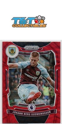 Johann Berg Gudmundsson 2021-22 Panini Prizm PL Red Wave #69 Burnley 9a