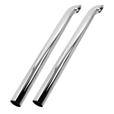 2PCS 4'' OD 60'' Length Chrome Curved Stack Pipe Horn Exhaust Truck Tailpipe