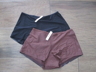2-PACK SOMA VANISHING EDGE BOYSHORT PANTIES IN BLACK/ MOCHA SIZE XL