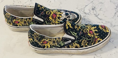 Vans Classic Beauty Skull Sunflower Slip on Shoes Men Sz 9.5 Women 11 # 721356 - Picture 6 of 8