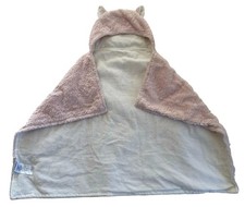 POTTERY BARN KIDS HOODED BABY TOWEL PINK ANIMAL EARS 34x23 VG SOFT PLUSH