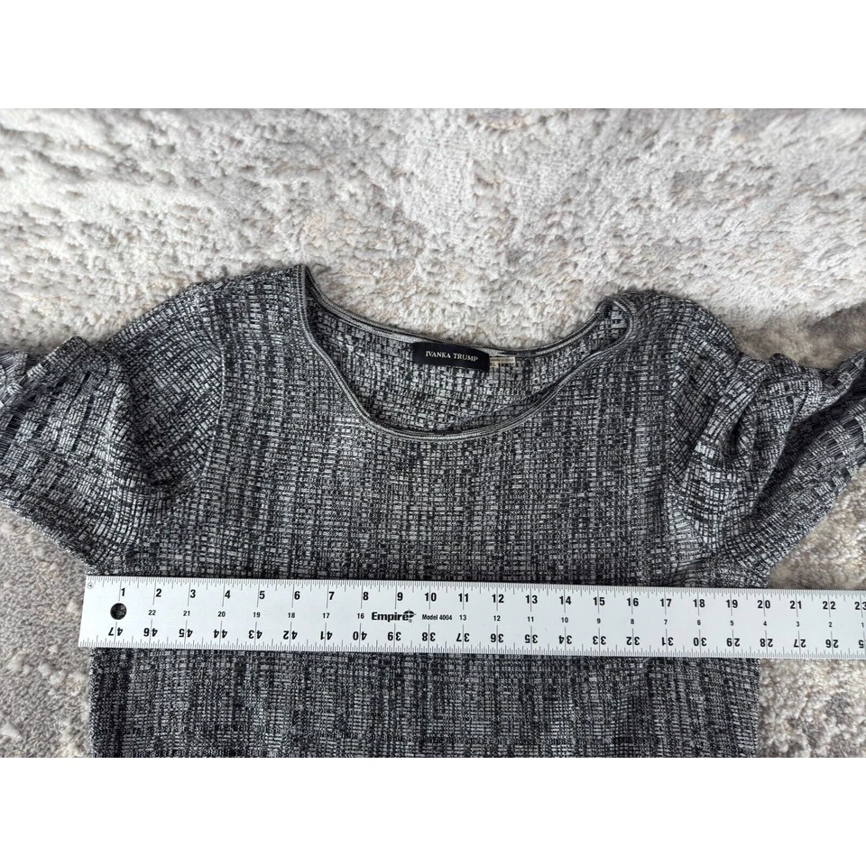 Vestido Ivanka Trump Talla XL Cuello Redondo Manga 3/4 Hasta la Rodilla Acampanado Gris Pullover Foto 4 de 4
