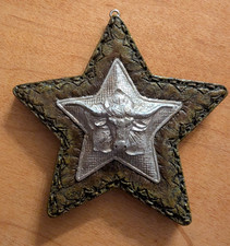 Faux Wood Metal Western Star Ornament with Longhorn in Center