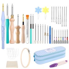 35x Punch Needle Kit Embroidery Starter Adjustable Needles DIY Tool Gift w/ Box