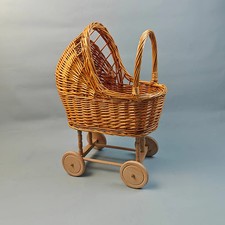Retro Rattan Doll Stroller Studio Baby Photo Props Doll Carriage Decoration