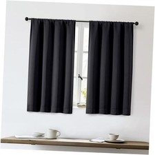 Sallyout Curtains 36 Inch Length 2 Panels Set, 40"W x 36"L Pack of 2 Black