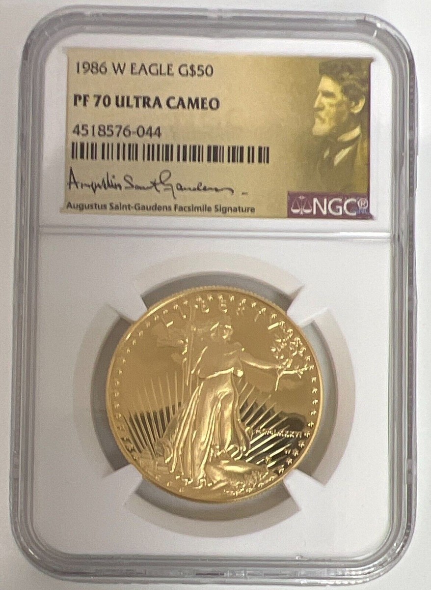 1986-W $50 Gold Proof American Eagle Coins NGC PF 70 UC - Augustus