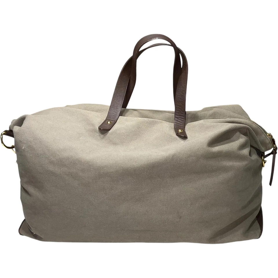 CUYANA Gray Canvas Brown Leather Handle Strap Duffle Bag - Image 2 of 4