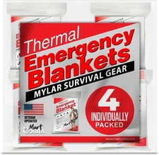 Emergency 4-Pack Mylar Blanket Reusable Thermal Survival Gear Camping Car Winter