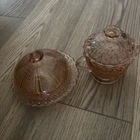 Pink Depression Glass Covered Sugar Bowl & bowl/lid Vintage Very Good Condition