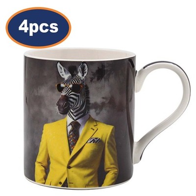 Kaffeebecher Keramiktasse 350ml gezootet & gebootet Neuheit 4 Stück Design Tiergeschenk
