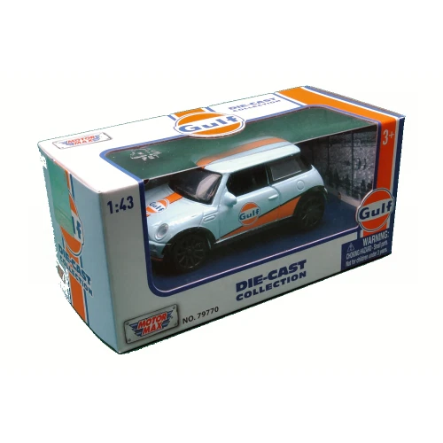 MINI COOPER WITH GULF LIVERY 2005 LIGHT BLUE/ORANGE 1:43 Motormax Auto Competizi - Photo 3/3