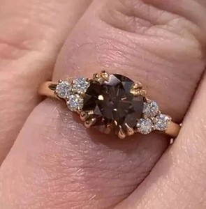 Authentic 2Ct Round Cut Lab Created Chocolate Diamond Wedding Ring 14K Rose Gold Plated