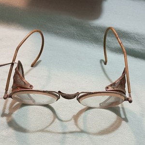 Antique Industrial Safety Glasses Metal Mesh Side Shields Pre-1930