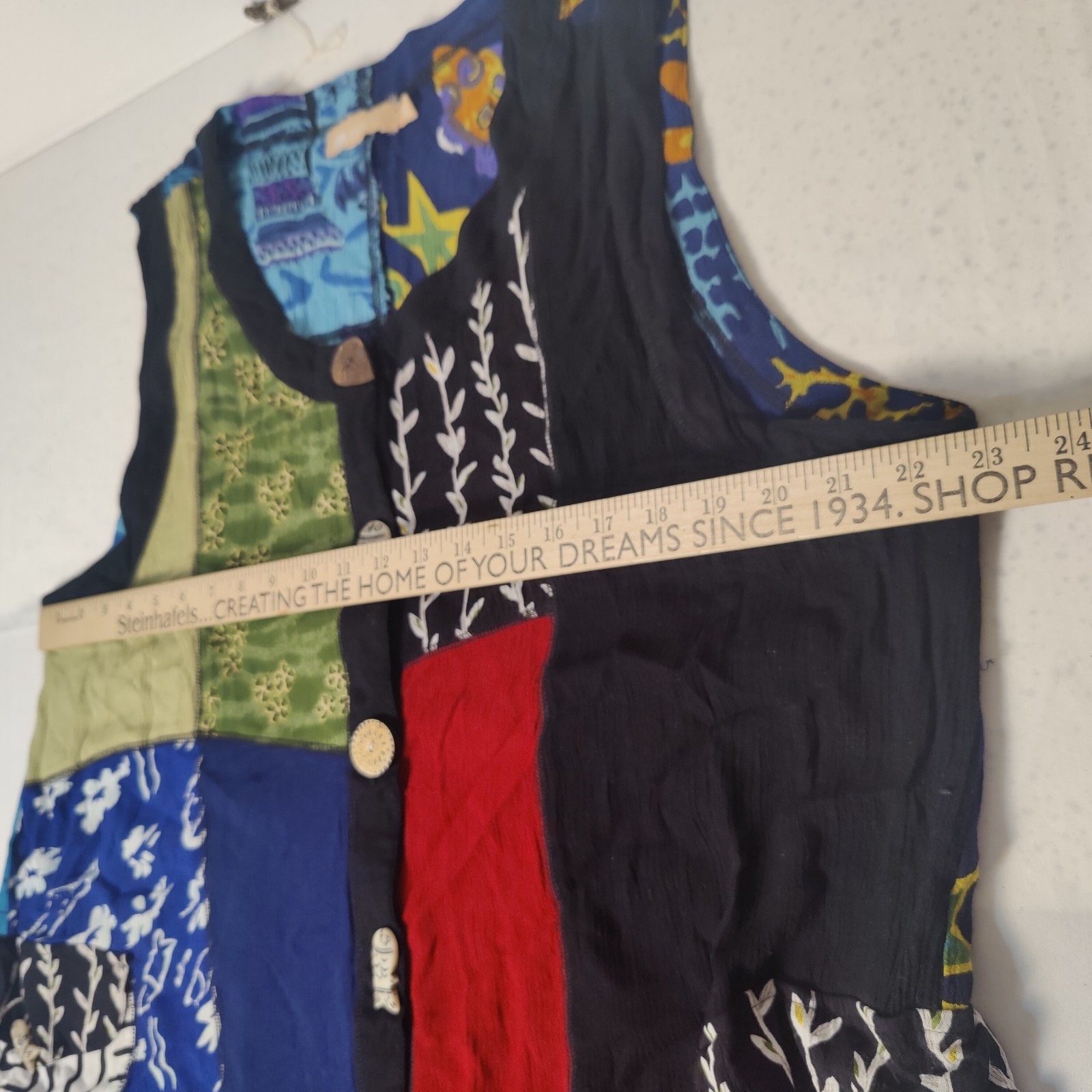 LA Cera patchwork dress with pockets button Up si… - image 14