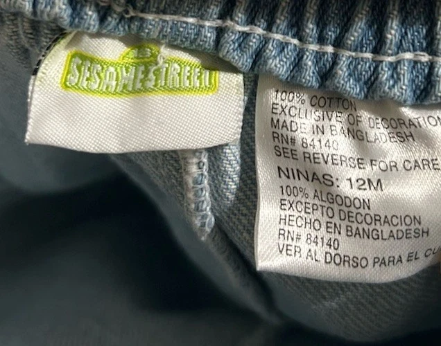 Pantalones de mezclilla acampanados de encaje bordados vintage Y2K Sesame Street Elmo bebé niña 12 meses Foto 4 de 4