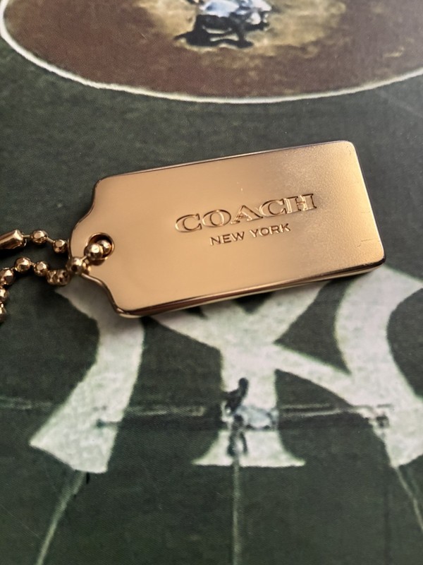 Coach Hang Tag Purse Charm Keychain Gold Tone Metal