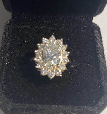 #ad #ad RARE 2.50 Ct Oval White Diamond with large Halo HTHP Ring 925 Slvr Size 7 $149.37