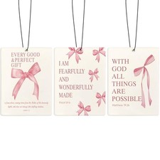 Coquette Pink Bow Christian Car Air Freshener Accessories for Women, Cute