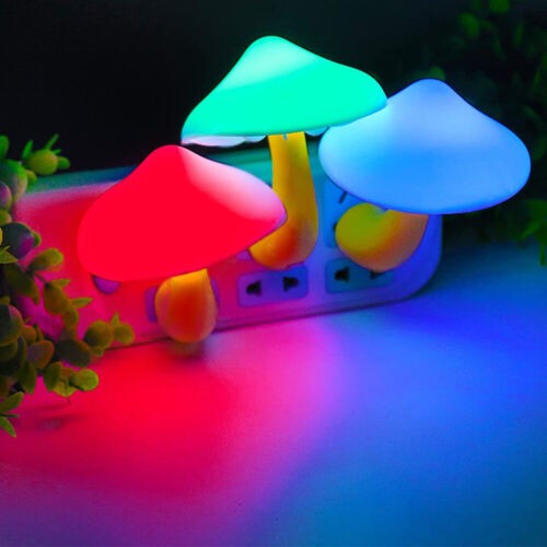 3x LED Night Lights Mushroom Gradient Light Sensor Plug-in Wall Lamps Home Decor - Bild 4 von 13